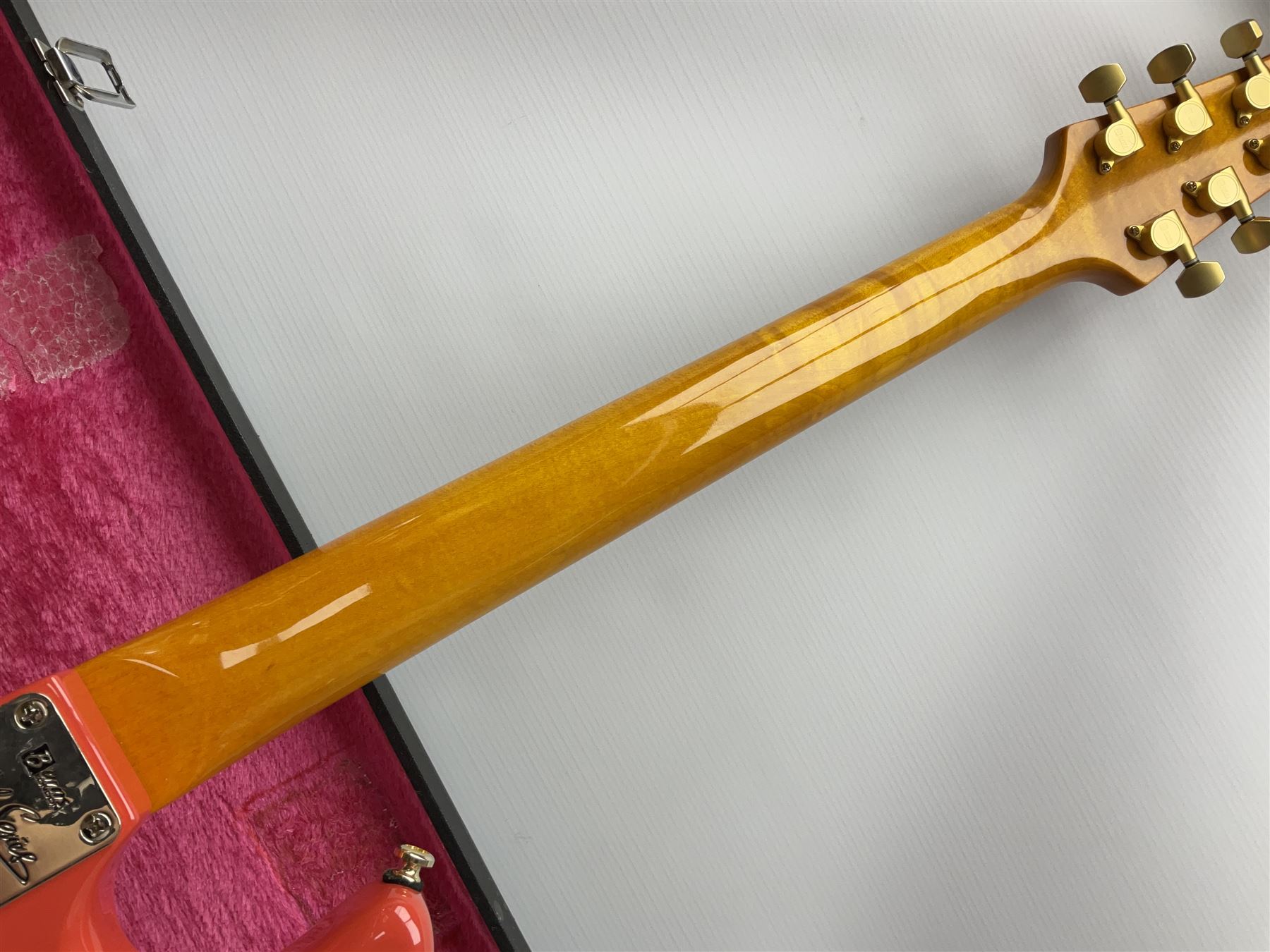 Burns Club Series Marquee electric guitar in fiesta red with maple fretboard; serial no.2002491 L100cm; in hard case with GuitarKes service and set-up certificate dated January 2022