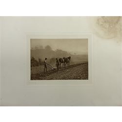 Frank Meadow Sutcliffe (British 1853-1941): 'Dinner Time' - Foulbriggs Field Lealholm Hall Farm, 19th century photographic print signed on the margin in pencil, with embossed border  15cm x 19.5cm; another similar mounted photograph of a Port scene (unframed) (2)
