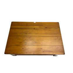 Rustic pine coffee table, rectangular plank top over undertier (120cm x 80cm x 46cm); and matching nest of two tables (60cm x 50cm x 64cm)