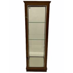 19th century mahogany framed four sided shop display cabinet, glass top, mirrored under-tier, plinth base