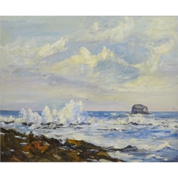  English School (20th century): Breaking Waves on the Shore, oil on board unsigned 50cm x 60cm  