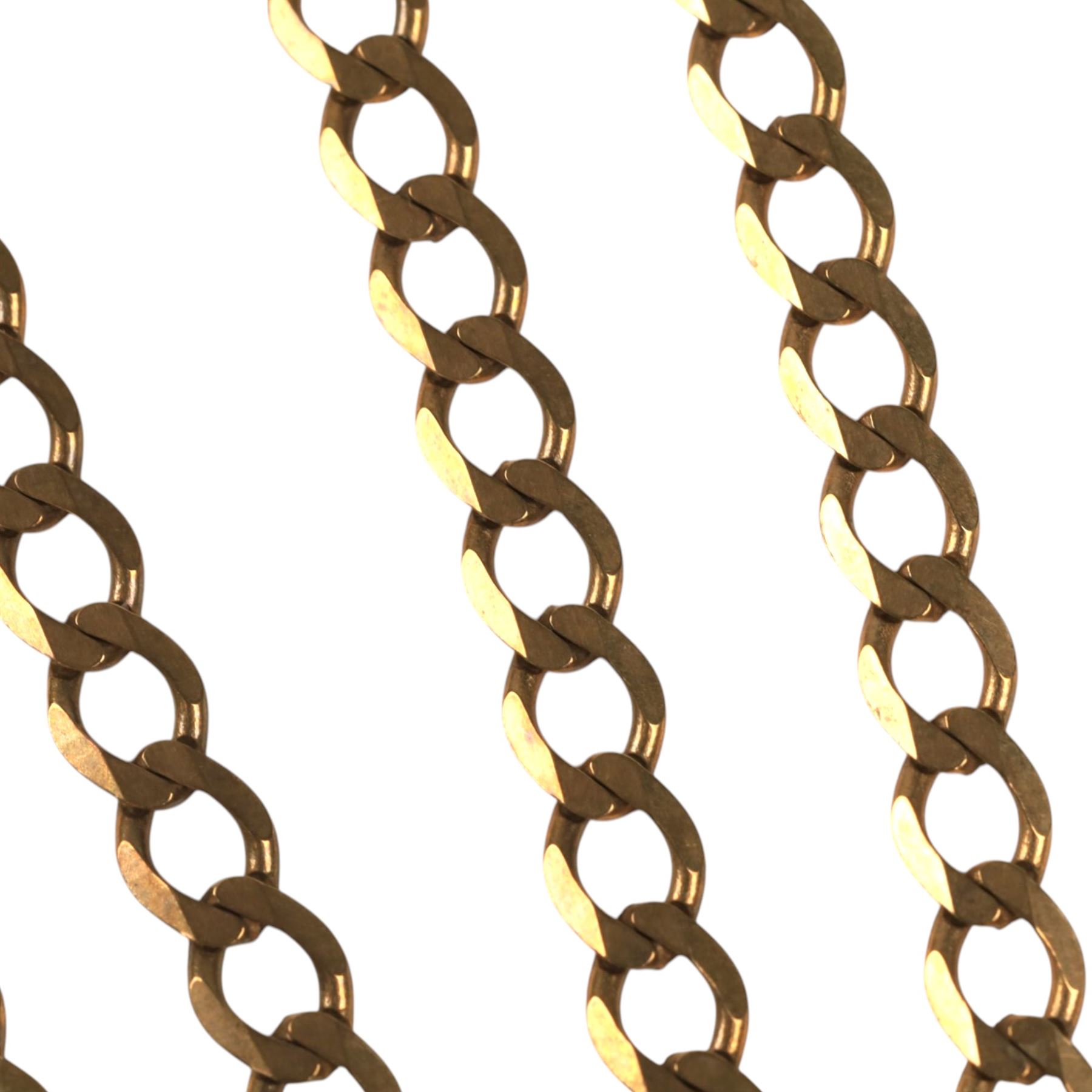 9ct gold flattened curb link chain necklace, stamped