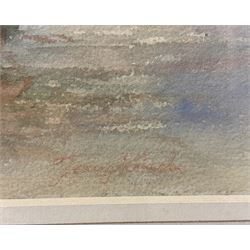 Johan Barthold Jongkind (Dutch 1819-1891): Unloading on the Shore 'Antwerp', watercolour signed, inscribed verso 20cm x 26.5cm