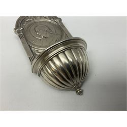 Small American silver plated font, stamped verso Gorham Co, H15cm
