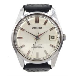 Seiko Seahorse gentleman's stainless steel 17 jewels manual wind wristwatch, Cal. 957, with date aperture, on rubber strap