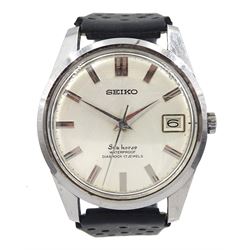 Seiko Seahorse gentleman's stainless steel 17 jewels manual wind wristwatch, Cal. 957, with date aperture, on rubber strap