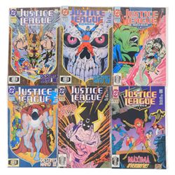 DC Comics Modern Age 'Justice League America' and 'Justice League International' comic books, spanning years 1987-1996, one-hundred and twenty four issues, together with seven DC 'Justice League' annuals #1, #2, #4, #5, #8, #9 and #10 and 1990 'Justice League International Special Mister Miracle 1990 World Tour' #1