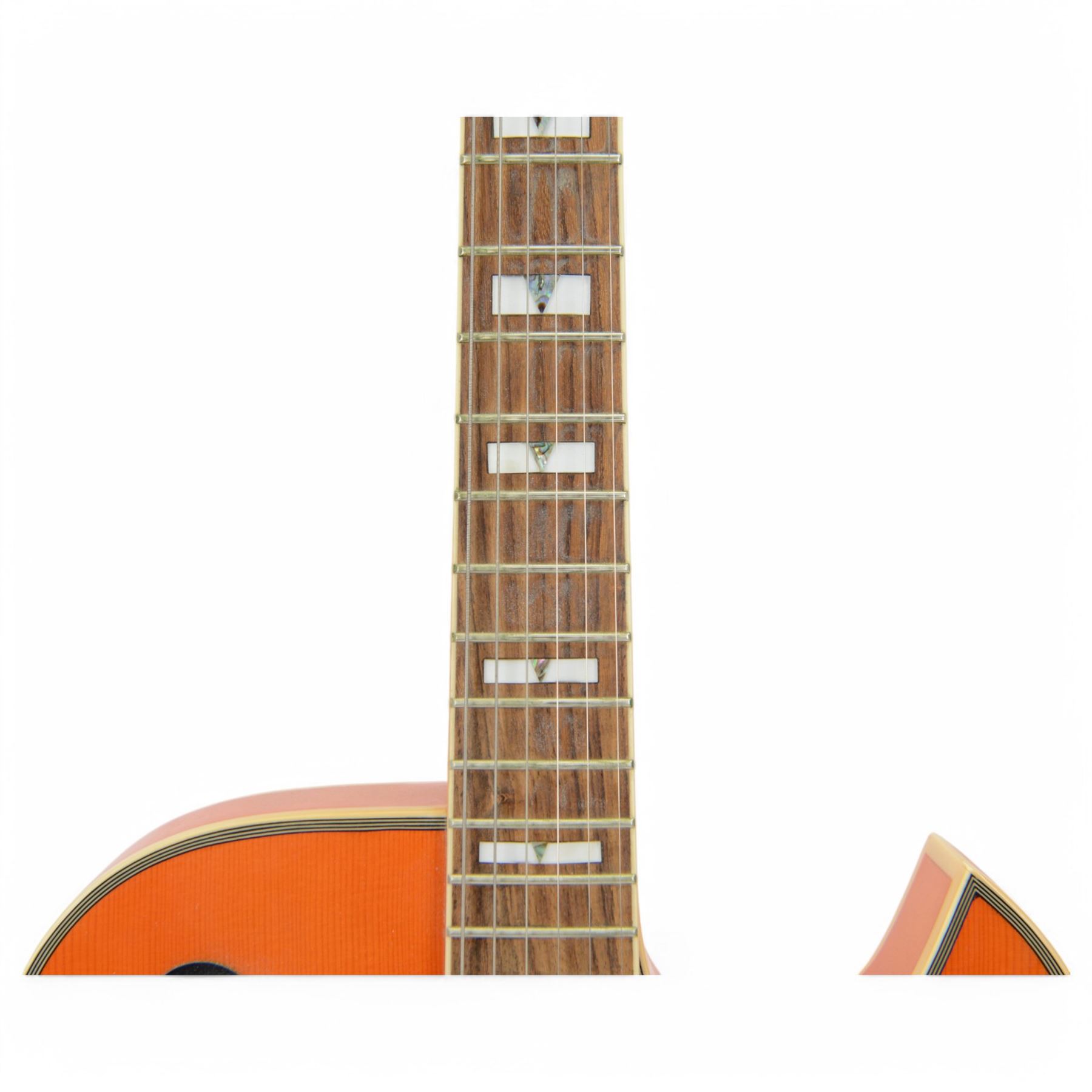 Shine Douglas WNO-675 SO semi-hollow body electric guitar, in orange finish, guitar length 106cm