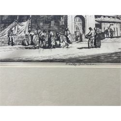 Stanley Anderson CBE RA RE (British 1884-1966): La Lieutenance - Honfleur France, drypoint etching signed in pencil 20cm x 38cm