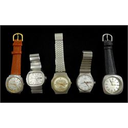 Five automatic wristwatches including Marvin chronometer Victory, Waltham Premier 65, Technos, Waldman and Mingzhu
