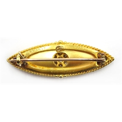  Gold and diamond ellipse brooch stamped 15ct  