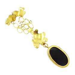 18ct gold opal triplet abstract pendant, makers mark JKC, probably Jacob Kramer College, Sheffield 1972