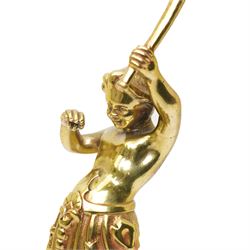 Victorian gilt brass converted gas valve, in the form of a cherub holding a torch, H28cm