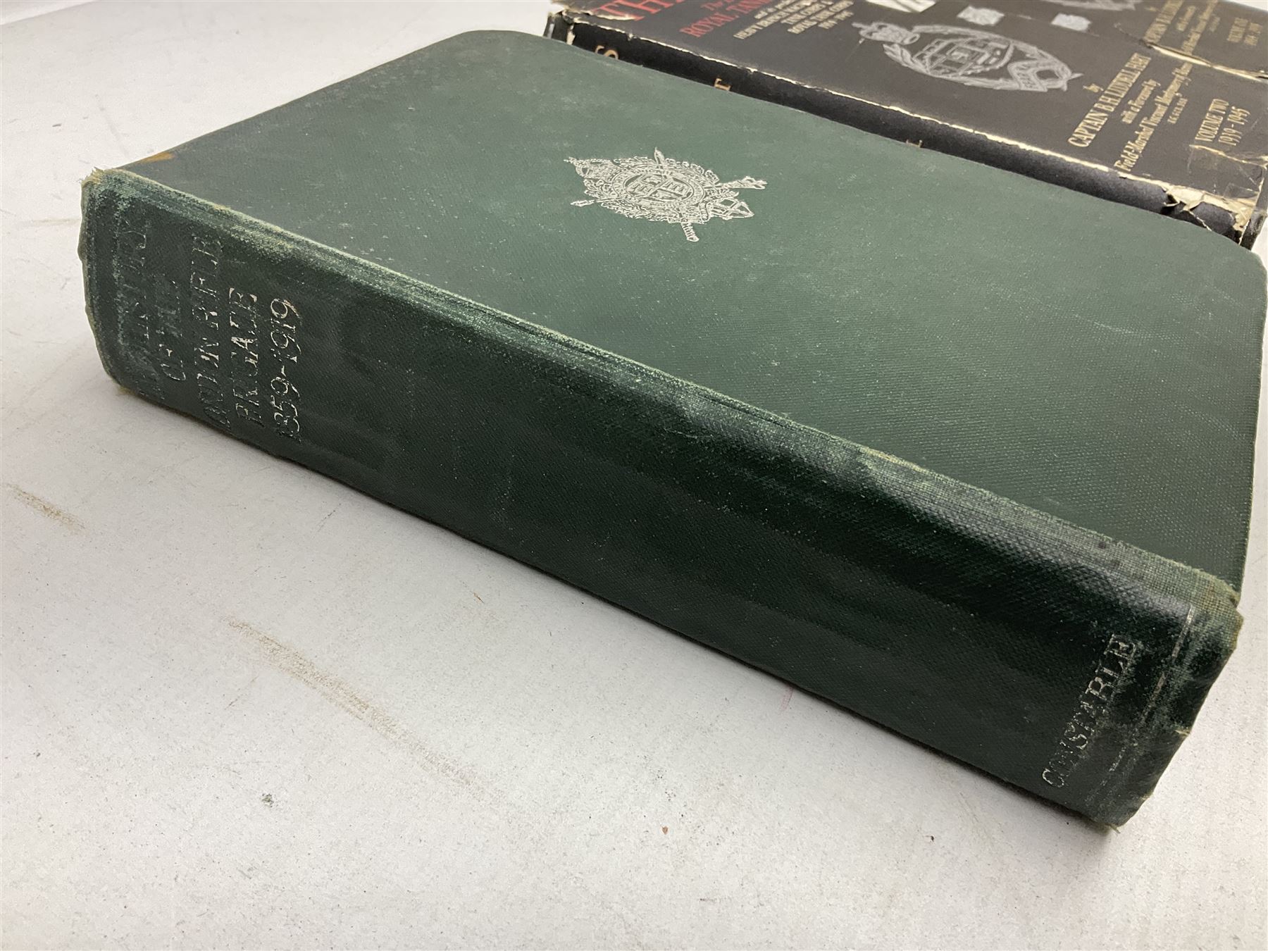 Hitler Adolf: Mein Kampf. The original edition entirely unexpurgated in eighteen parts by Hutchinson & Co. in association with Hurst & Blackett; Hart Capt. B.H. Liddell: The Tanks - History of the Royal Tank Regiment. 1959. Two volumes with dustjackets; The History of the London Rifle Brigade 1859-1919. London 1921; and Covenants With Death. Daily Express Publication. 1934