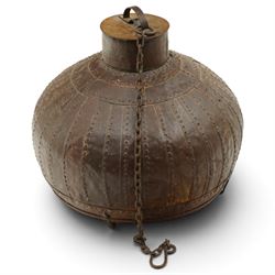 19th century and later Indian wrought iron riveted strapwork light fitting shade, modelled...