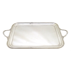  Silver twin handled rectangular tray by Robert Pringle & Sons, London 1948, approx 66oz  