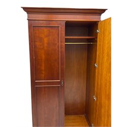 Cherrywood double wardrobe, the interior fitted with hanging rail and shelf