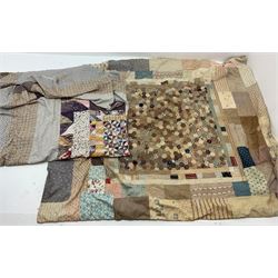 Early 20th century patchwork coverlet, 184cm x 221cm together with an unfinished patchwork coverlet (2)
