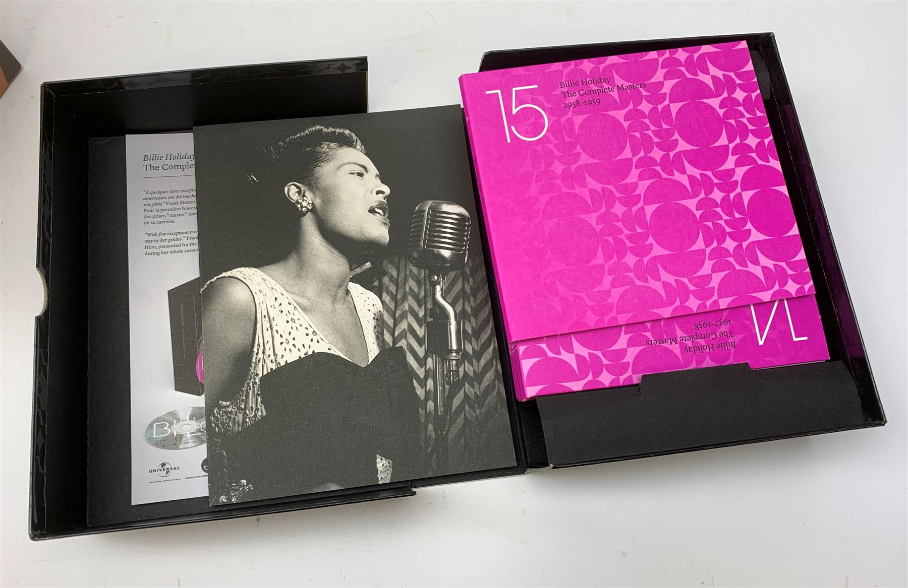 Assorted Jazz and other CD box sets including Frank Sinatra, Gillie Holiday, Ella Fitzgerald, Benny Goodman, Glen Miller, 'Big Band Box, Nat King Cole, Disney, benny Goodman 20 CD box set etc in two boxes