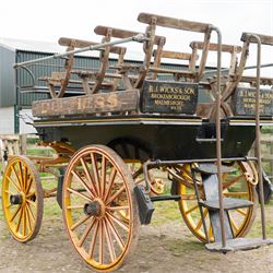 “The Duchess” Char-a-banc, ex. Bath Carriage Museum previously owned by B.J. Wicks & Son, Built by John Marstons, Birmingham.


A four wheeled horse drawn Char-a-Banc n named 