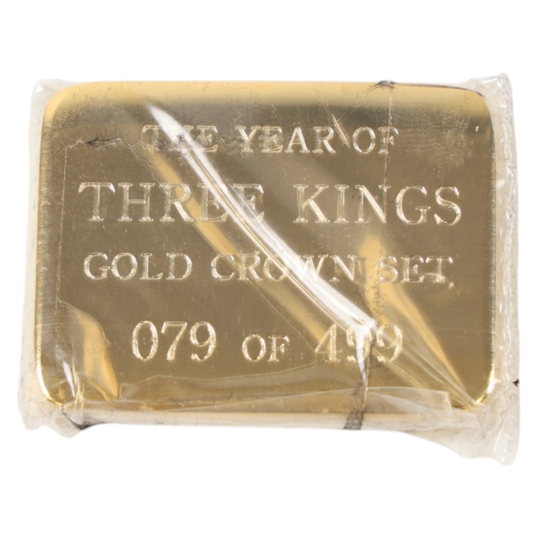 Queen Elizabeth II Tristan da Cunha 2010 'Year of Three Kings' gold proof three coin set, comprising three one crown coins, issued by The London Mint Office, cased with certificate