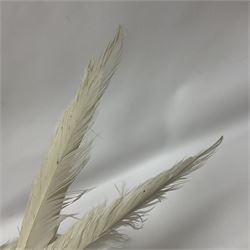 Taxidermy; pair of Common Pheasants (Phasianus Colchicus), white cock and hen adult mounts, upon a wooden base, H51cm  