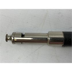 ‘The Metropolitan’ Police ebonised and black leather swagger stick, with combined whistle, 60cm