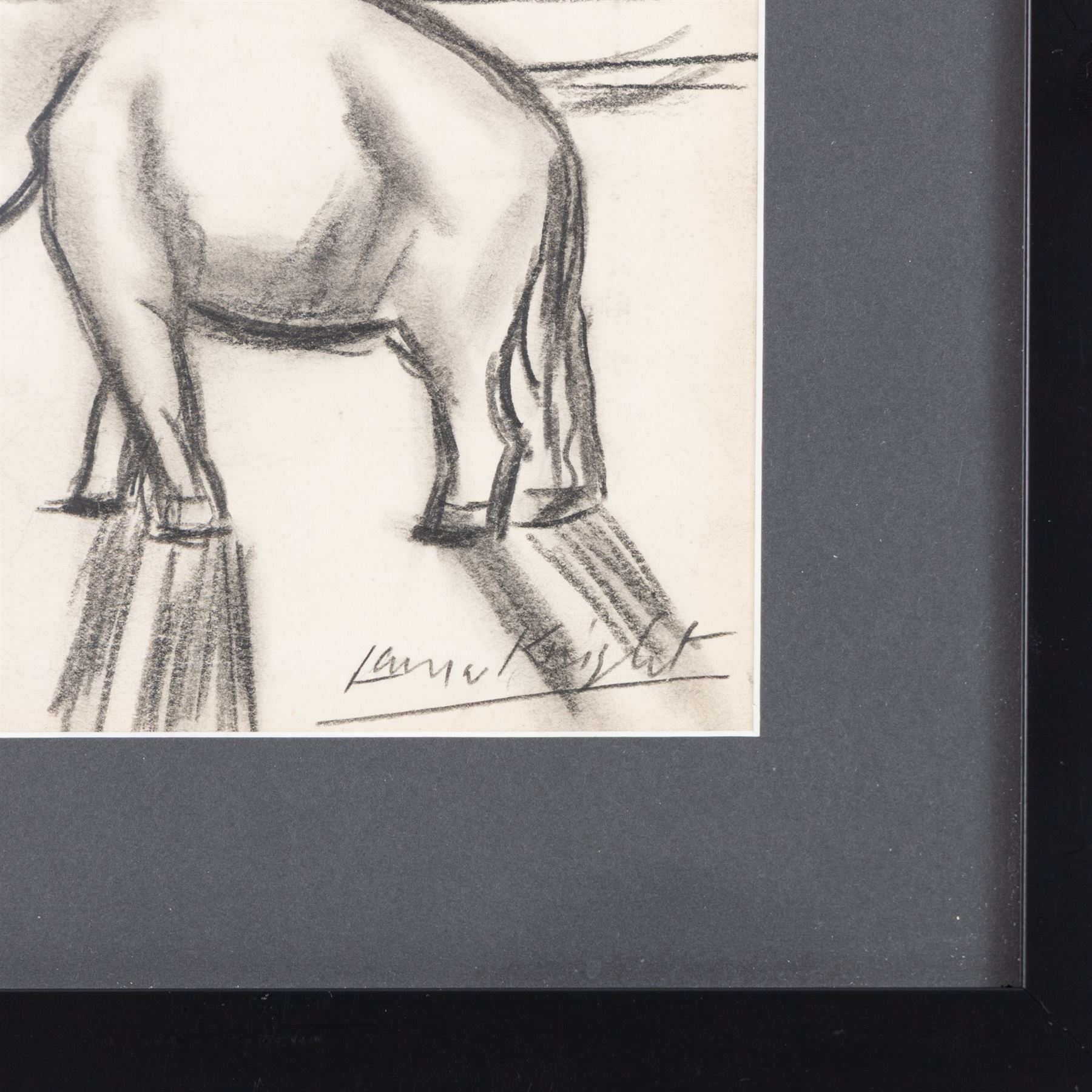 Dame Laura Knight (Staithes Group 1877-1970): Circus Elephants, charcoal signed 19cm x 28cm