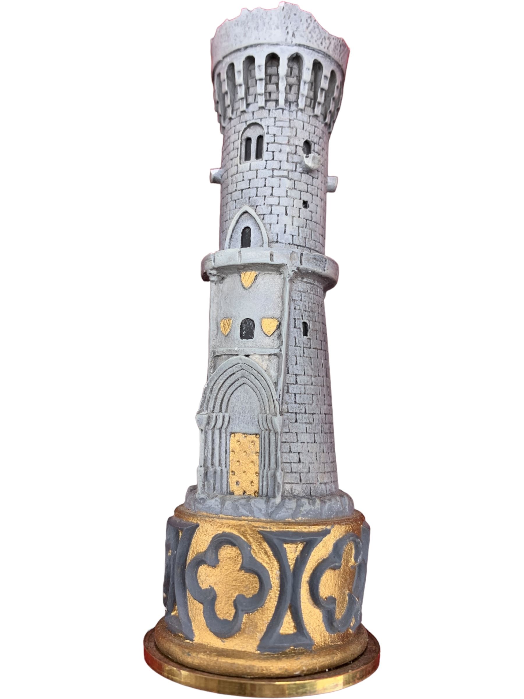 Franklin Mint 'The Great Crusaders' 1989 chess set, with cabinet and ivory resin chess board, 56cm x 56cm, incomplete 