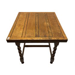 Early 20th century oak barley twist drawer-leaf dining table