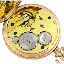 9ct gold full hunter keyless lever presentation pocket watch by R.Gilbert & Sons Ltd 'Makers to the Admiralty', Coventry & Barrow, No. 191951, white enamel dial with Roman numerals and subsidiary seconds dial, case by Dennison, Birmingham 1915