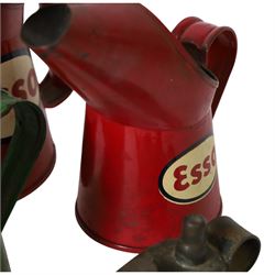 Shell-Mex Lamp Oil can, three oil jugs, including two red Esso examples and a green Castrol example and one other