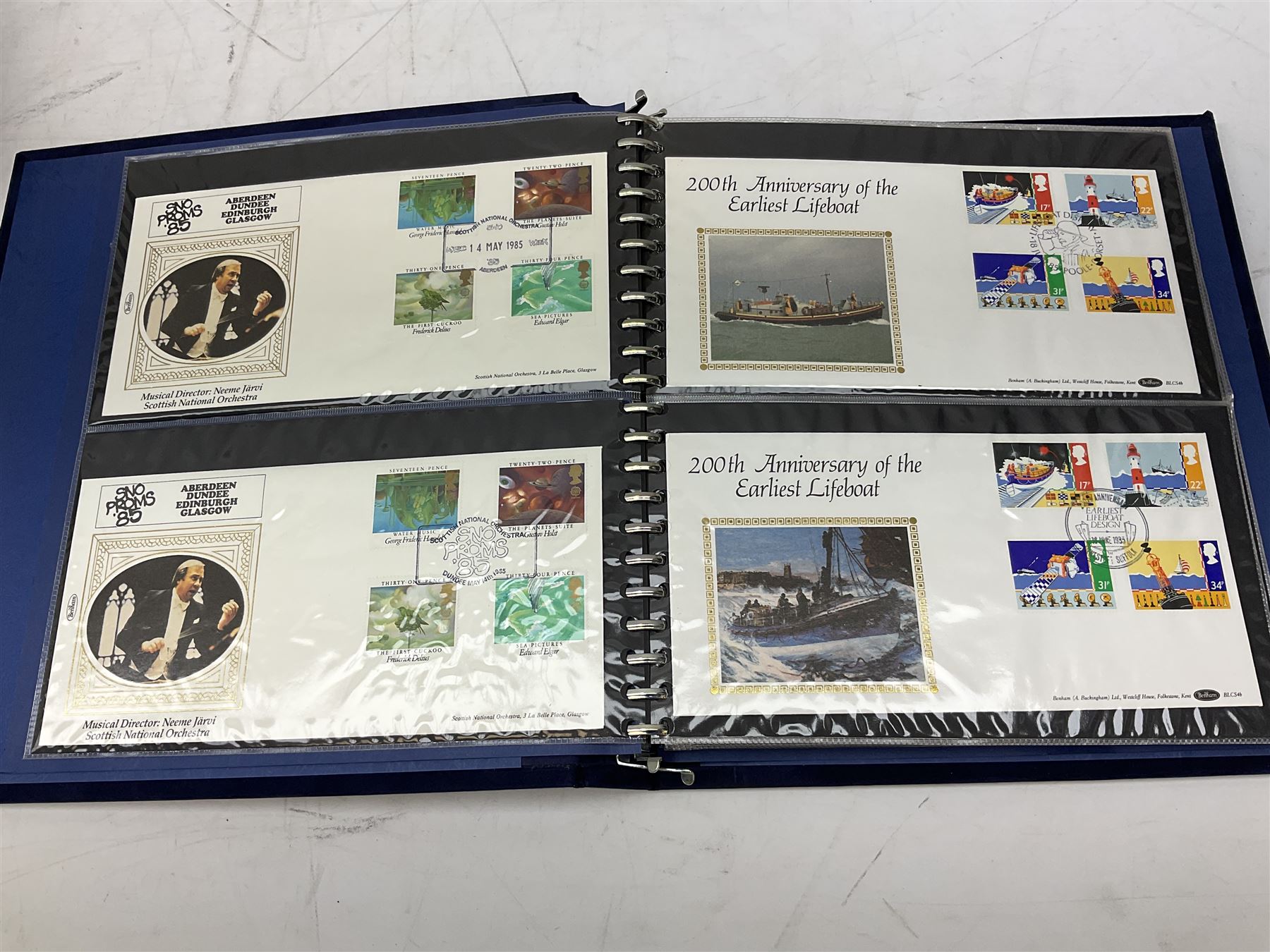Mostly Benham first day covers and post cards, including 'Christmas 1983', 'The City of Edinburgh', 'British Cattle', 'The Cornish Riviera', 'British Insects' etc, housed in eight folders