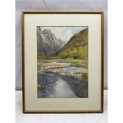 Gwendolen Dorrien-Smith (British 1883-1968): Fjord Landscape 'Norway', watercolour signed and titled 34cm x 24cm
