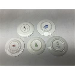 Franklin Mint miniature plates, Plates of the World's Great Porcelain Houses, including Royal Doulton, Limoges, Hutschenreuther, Lladro, with display shelf and certificates