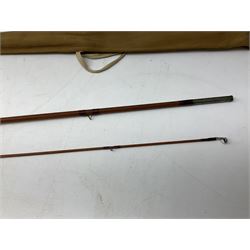 'The Scottie' 9ft 6inch split cane two piece fly fishing rod, housed in a Farlow's London rod bag