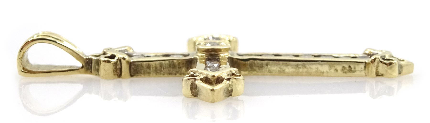 9ct gold diamond cross pendant, hallmarked