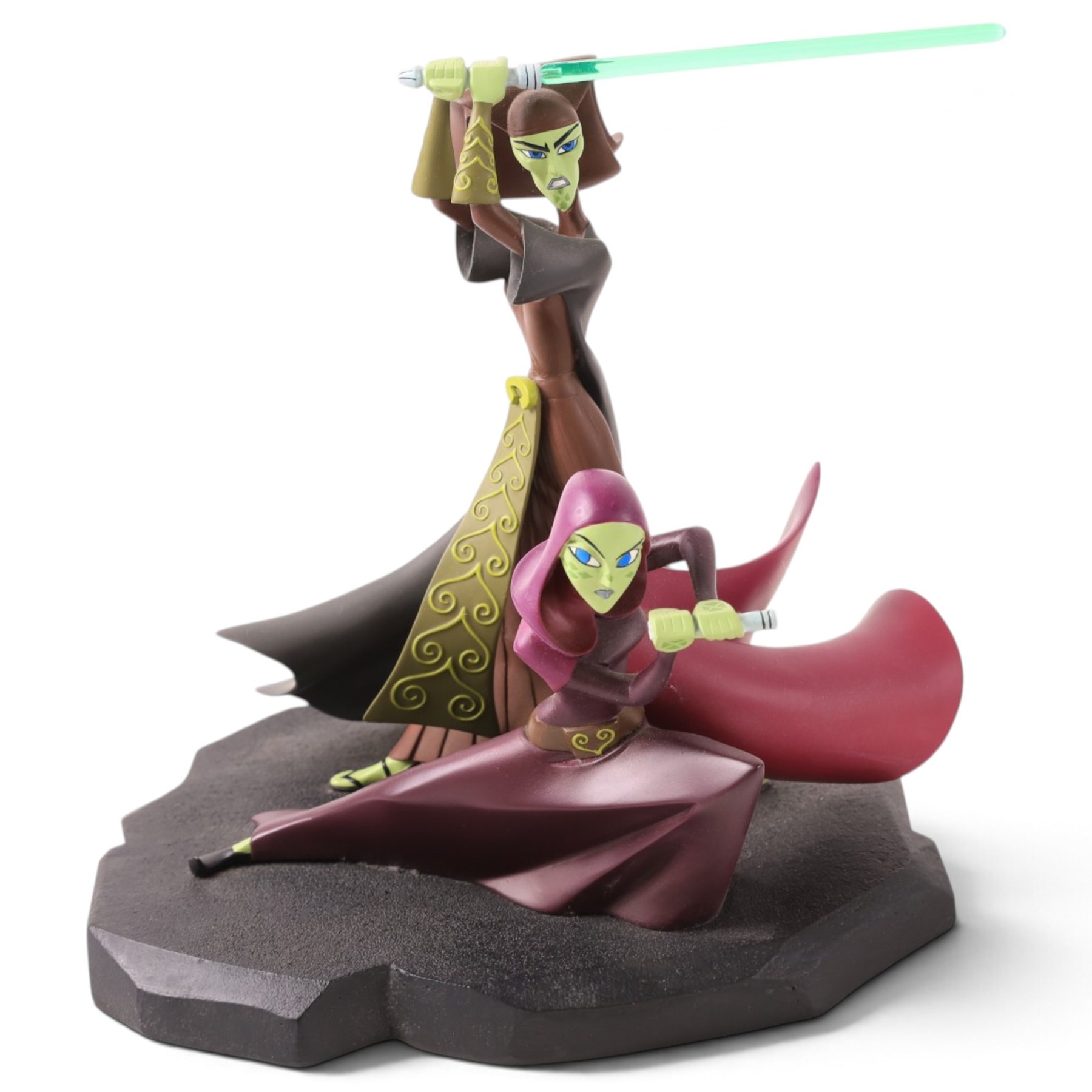 Four Gentle Giant Star Wars animated maquettes, comprising Clone Wars General Grievous, Boba Fett, Clone Wars Roron Corob and Clone Wars Barriss Offee and Luminara Unduli, all with boxes