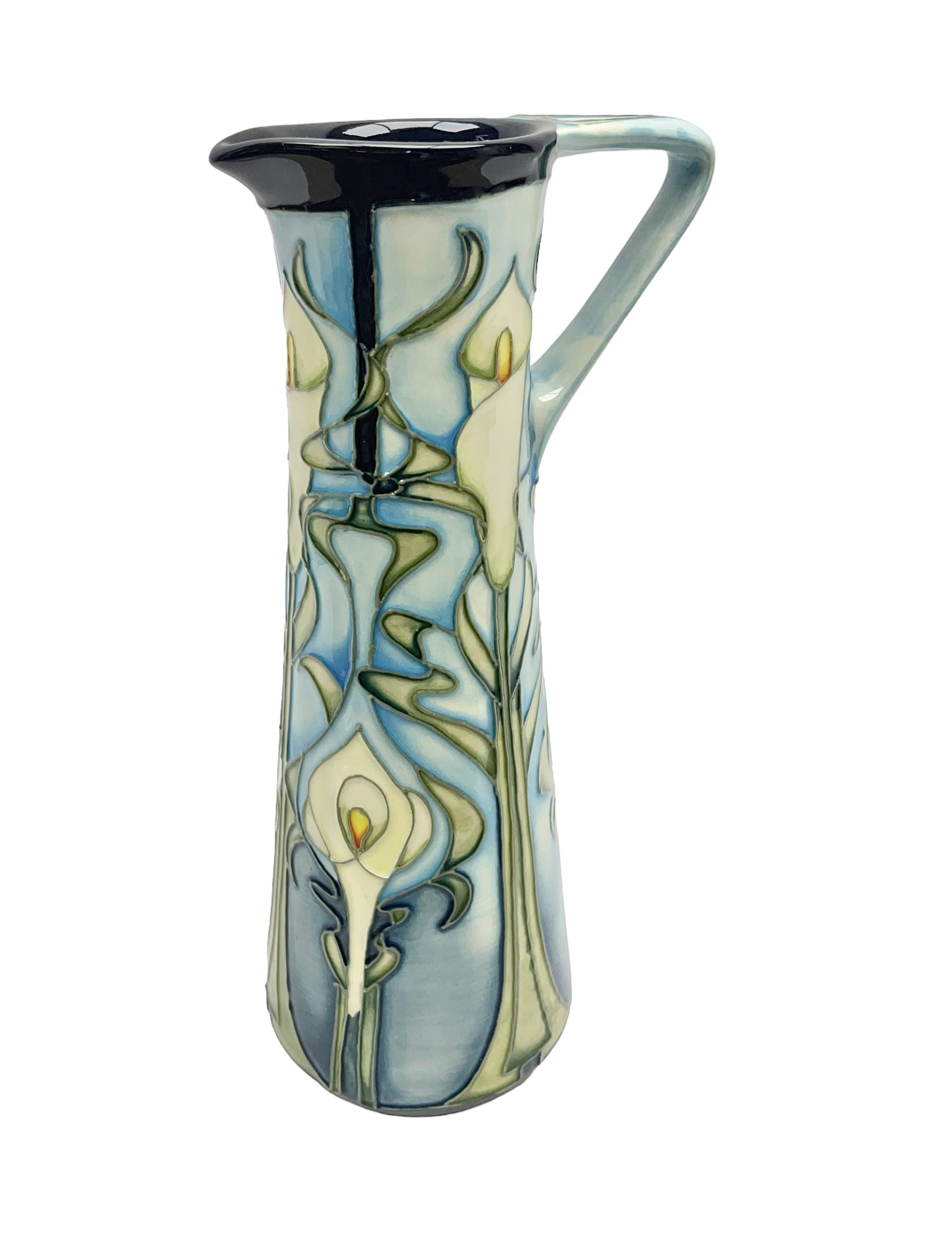 Moorcroft jug, of tapering form, decorated in the Calla Lily pattern by Emma Bossons, circa 2001, H24cm
