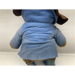 Paddington Bear with plush covered body, brown felt hat, pale blue duffle coat and blue wellingtons H54cm
