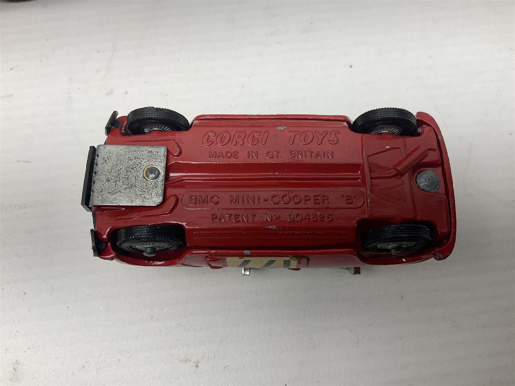 Corgi - Gift Set no.41 comprising Carrimore Mark Iv Transporter, Morris Mini-Cooper, BMC Mini-Cooper S, Morris Mini-Minor, Volvo P.1800 and Sunbeam IMP; missing MGC GT car; in original box 