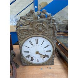 Reproduction Dutch lantern clock, eight day clock movement and a walnut cased regulator cl...