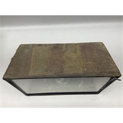 Taxidermy; Victorian cased display of birds, comprising Scarlet Tanager (Piranga olivacea), Campo Troupial (Icterus jamacaii) and Snow Bunting (Plectrophenax nivalis), amidst a naturalistic setting, encased within an ebonised single pane display case, H23cm, L35cm