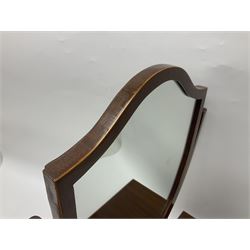 19th century inlaid mahogany dressing table mirror, with three drawers to base, H58cm