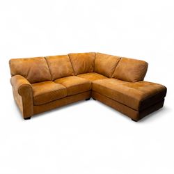 Barker & Stonehouse - 'Houston' brown leather corner sofa with right facing chaise sofa, f...