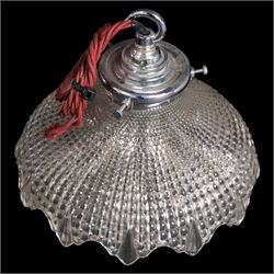 White glass ceiling lights, together with another glass shade  