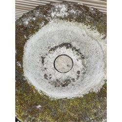 Cast stone urn on plinth, on tall square plinth - THIS LOT IS TO BE COLLECTED BY APPOINTMENT FROM DUGGLEBY STORAGE, GREAT HILL, EASTFIELD, SCARBOROUGH, YO11 3TX