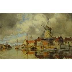  Louis Van Staaten (Dutch 1836-1909): River Lek Near Delft, watercolour signed 39cm x 60cm  