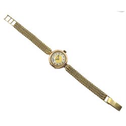 Early 20th century Swiss 9ct gold wristwatch, case by Sylvain Dreyfus, Chester 1932, on 9ct gold strap hallmarked