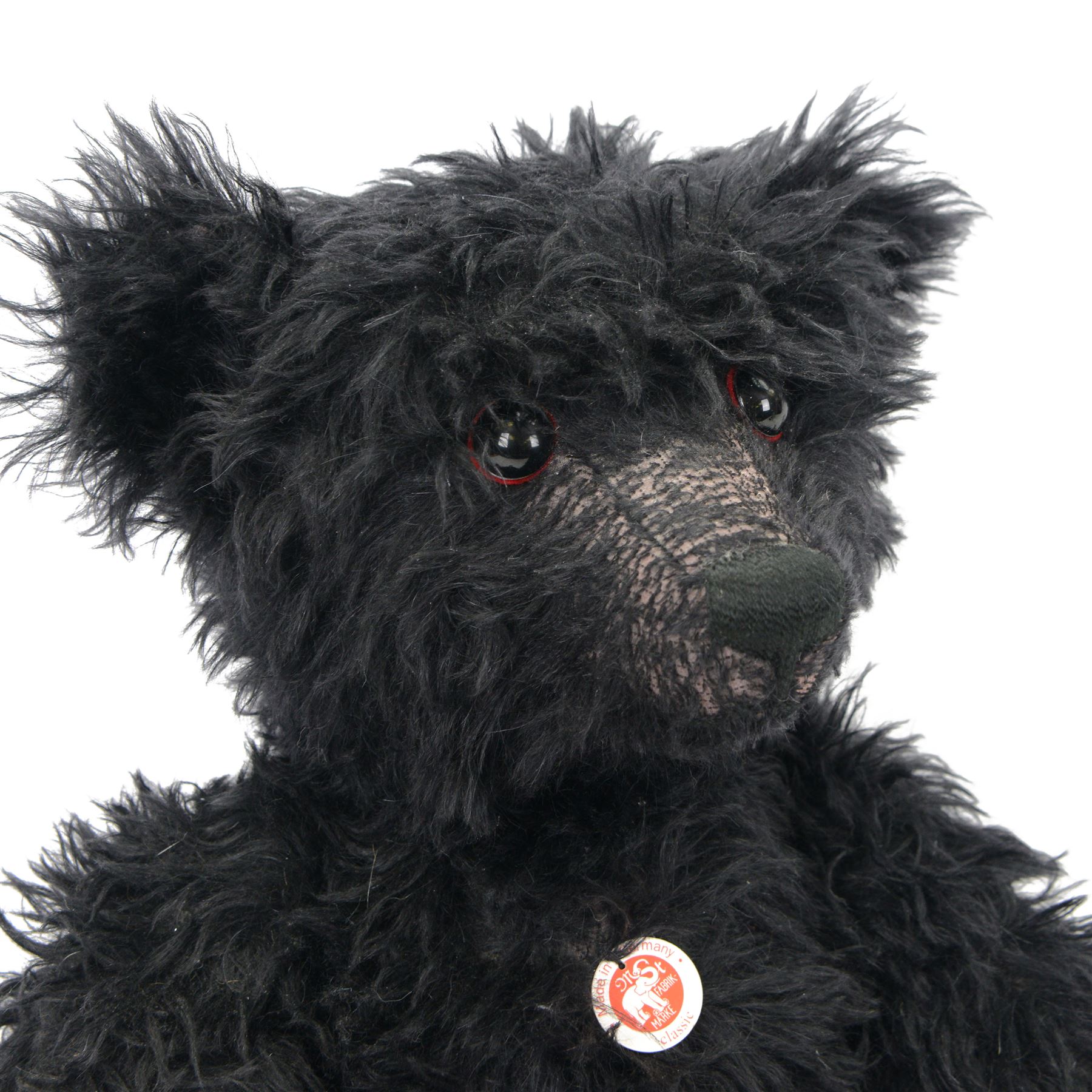 Limited edition Steiff bear 'Leo the 1912 Titanic Mourning Bear', white tag no. 662775 limited edition 9/1000, Danbury Mint Exclusive black mohair bear with ear button, chest tag and swing label, H61cm